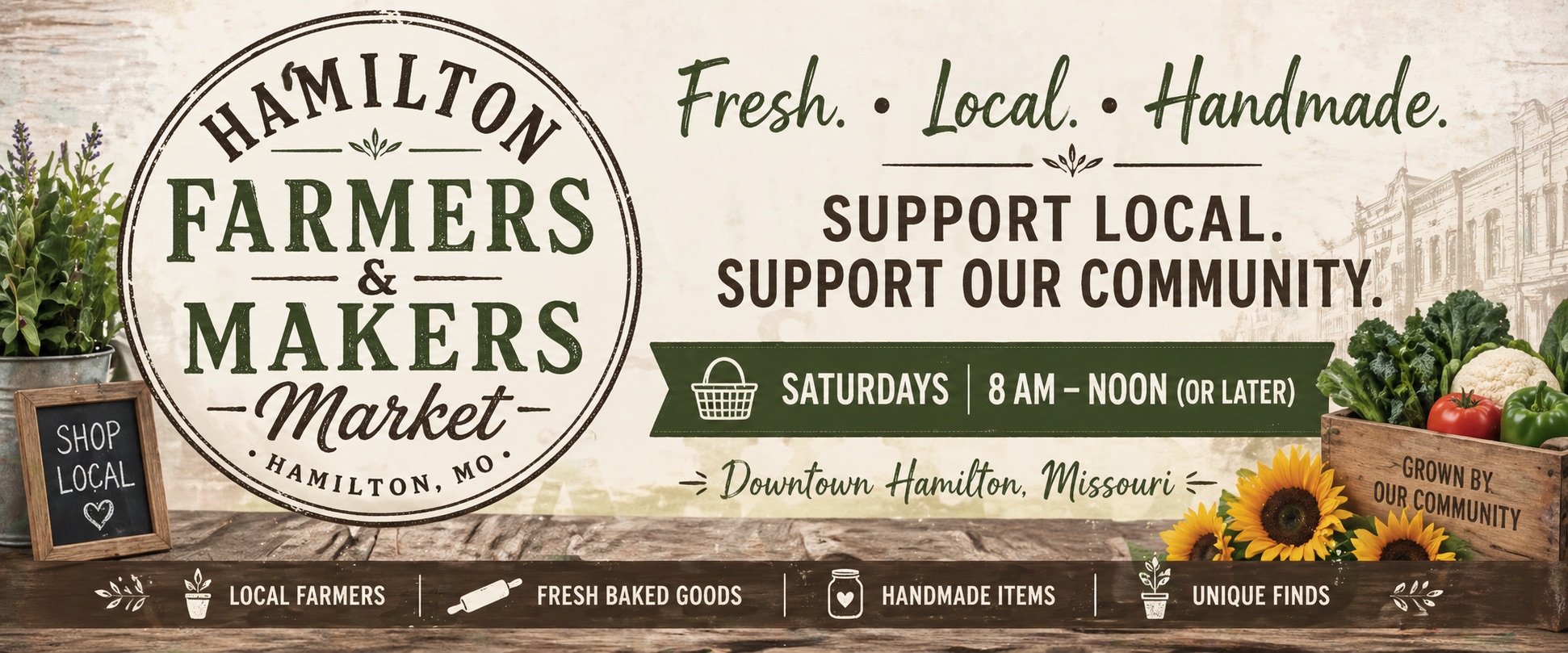 Farmer's Market in Hamilton Missouri banner