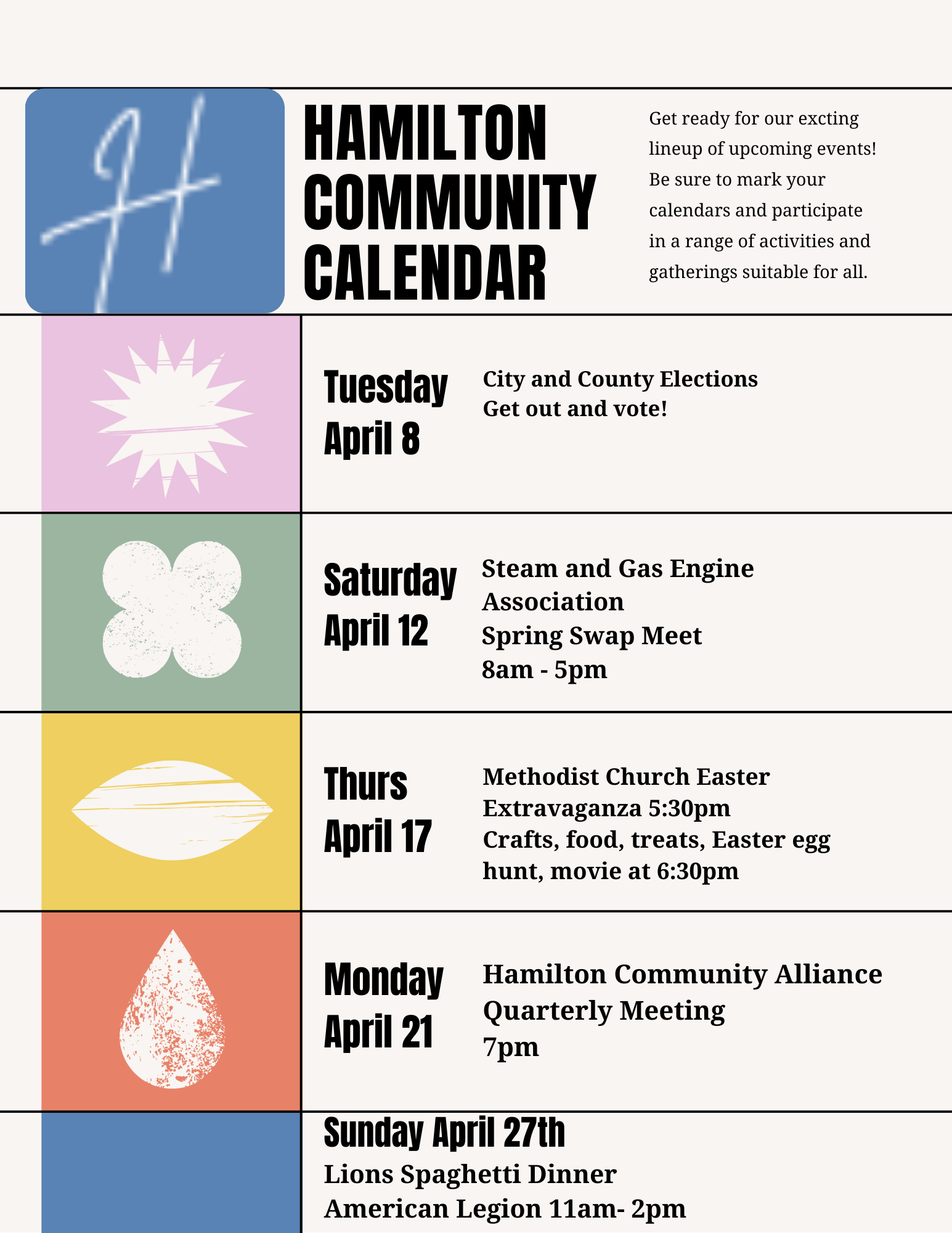 hamilton missouri community calendar