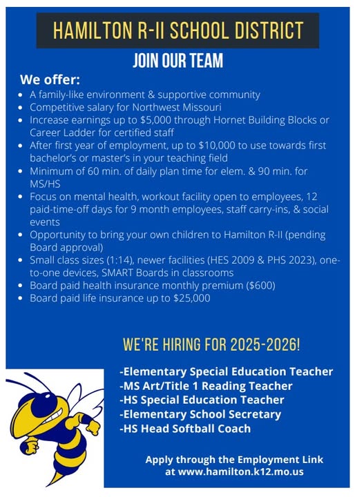 Hamilton R-11 School District is hiring Hamilton R-11 School District is hiring