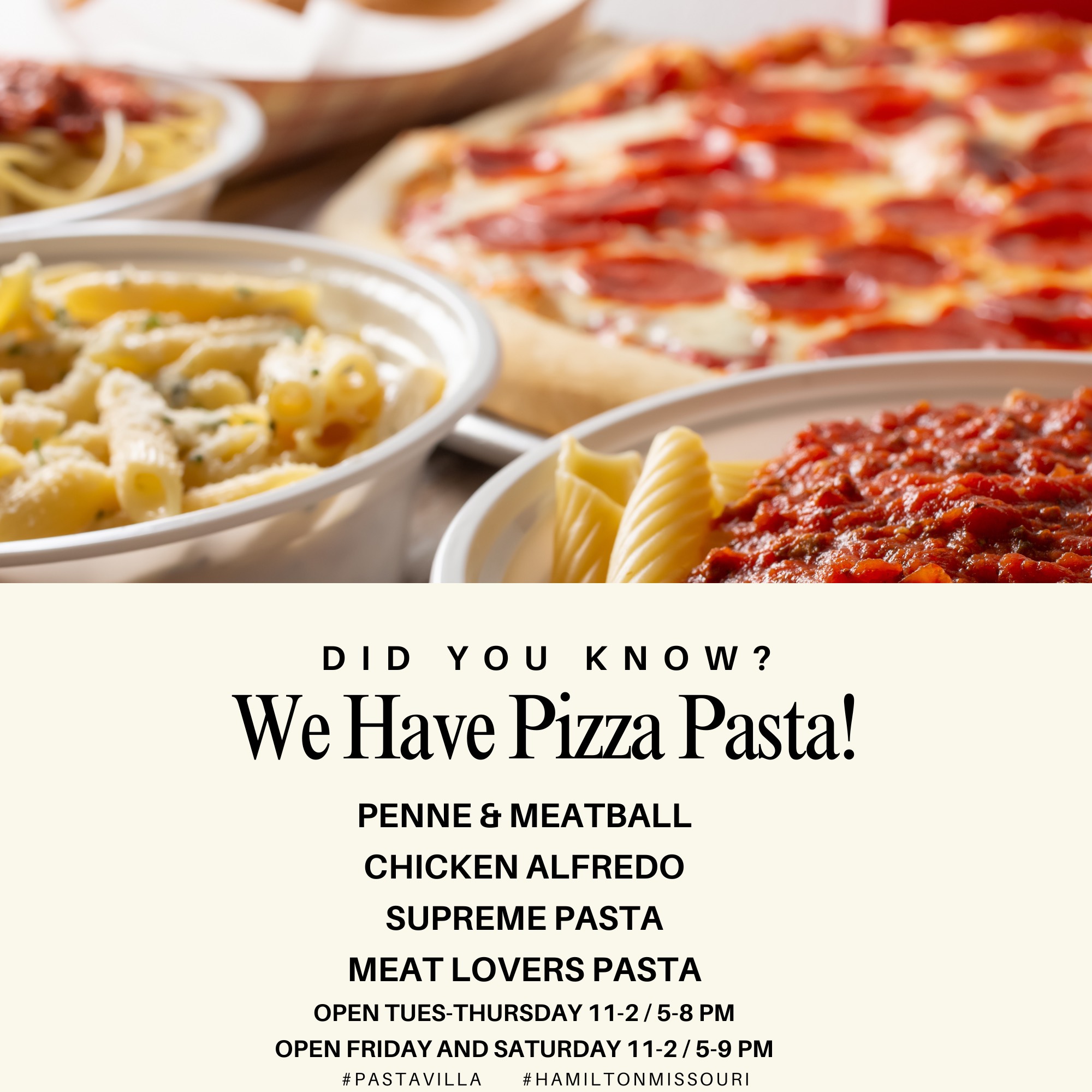 Pizza Pasta at Pasta Villa Restaurant