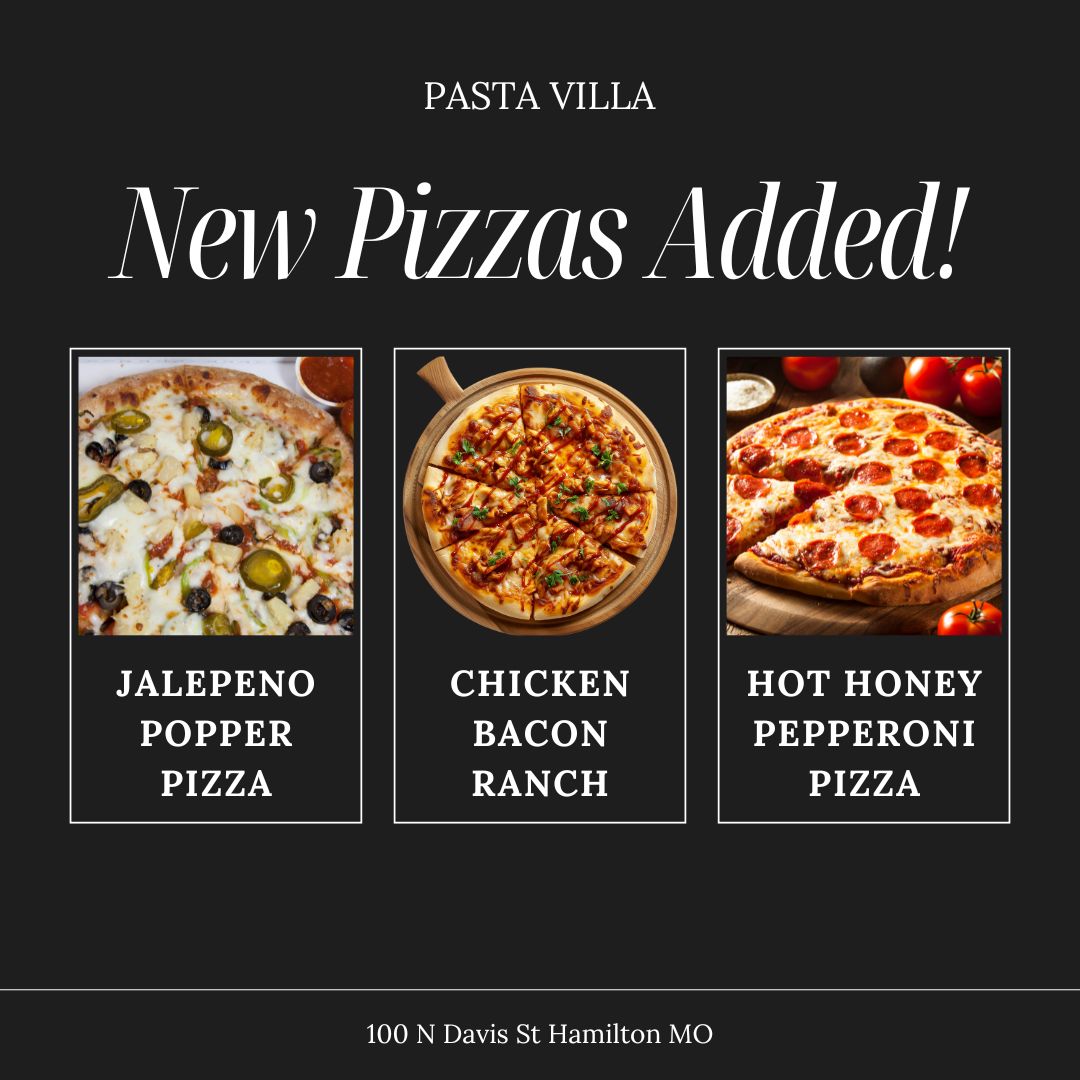 New Pizzas at Pasta Villa Restaurant