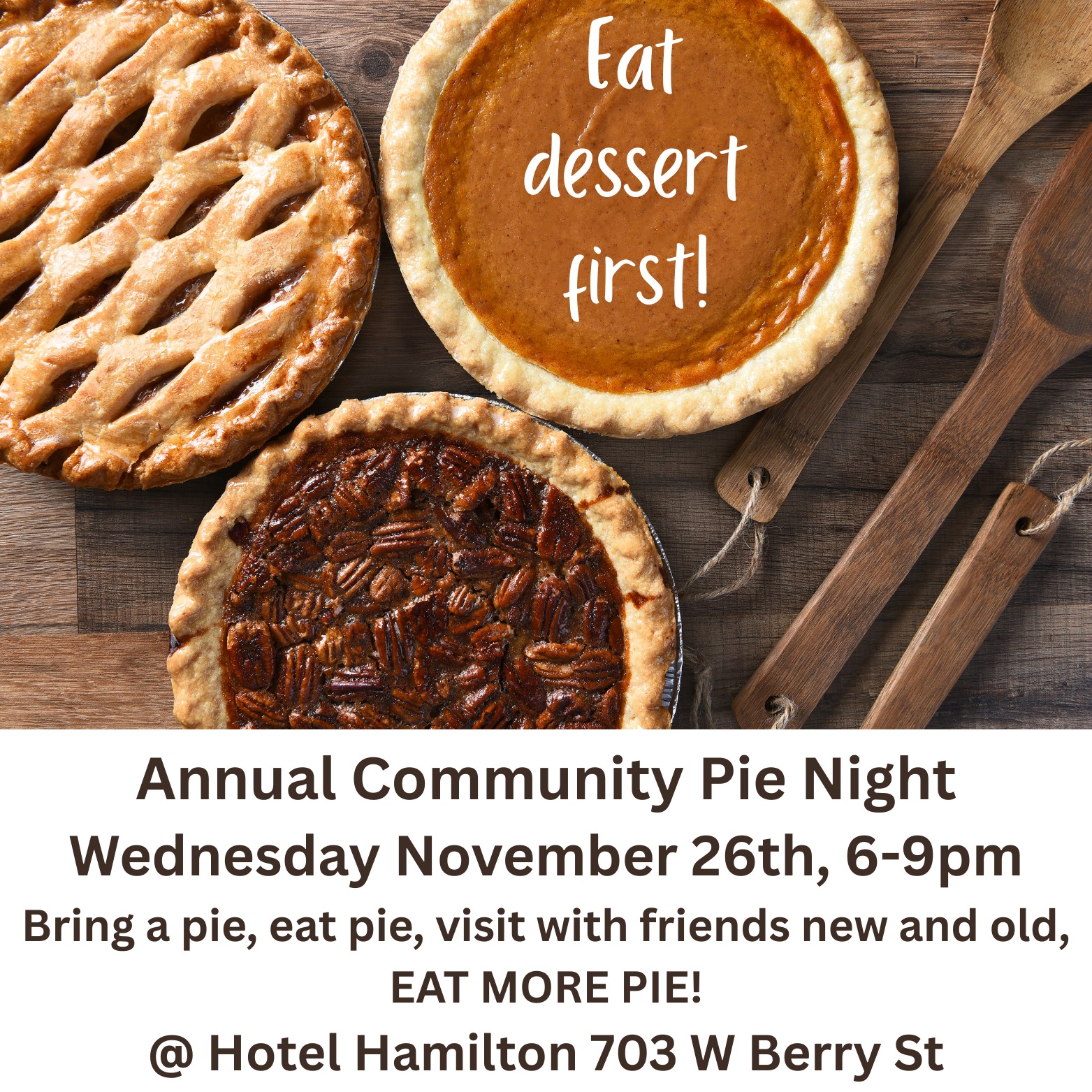 Annual Community Pie Night in Hamilton Missouri