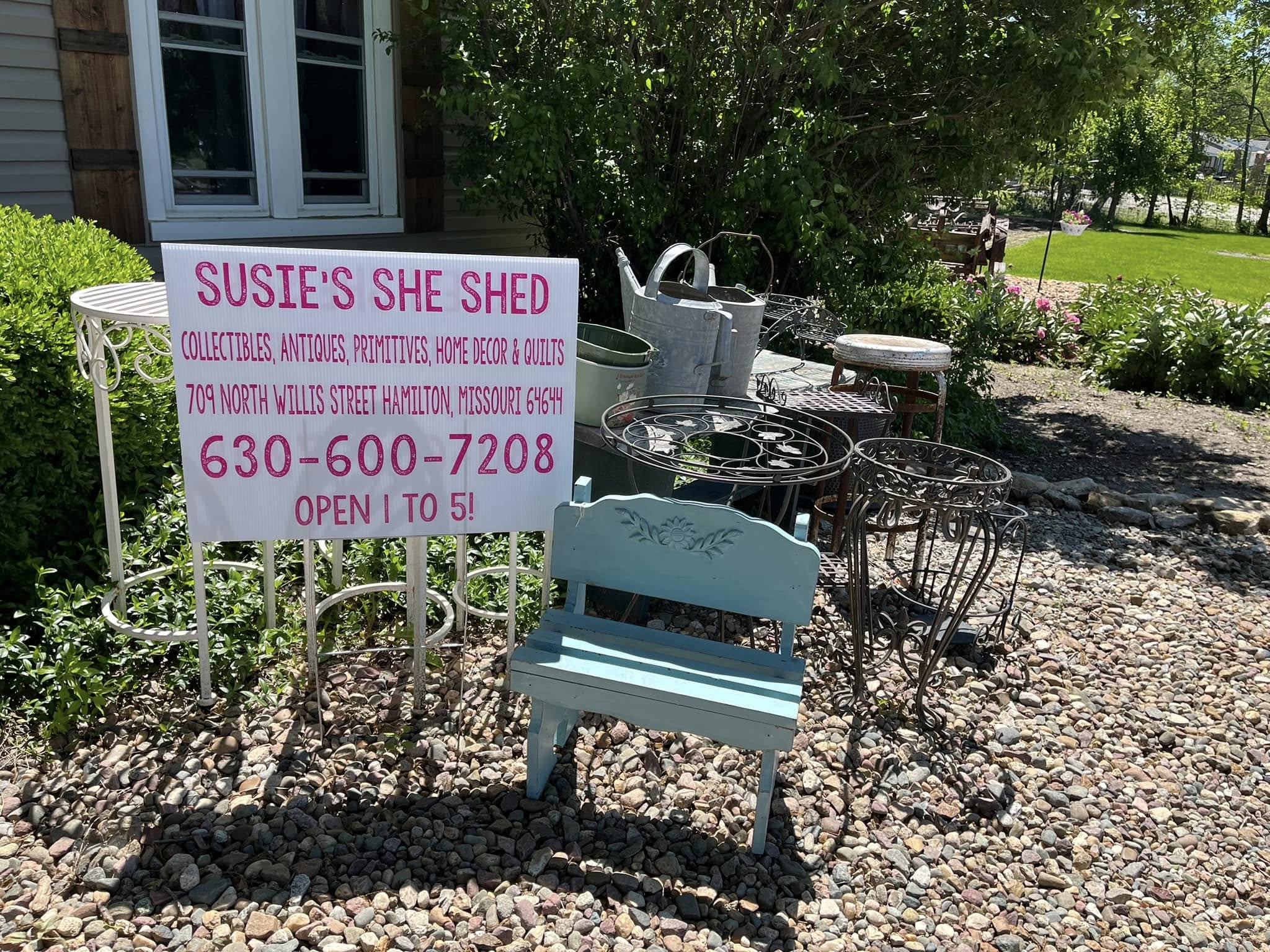 Susie's She Shed Sign in Hamilton Missouri Susie's She Shed Sign in Hamilton Missouri